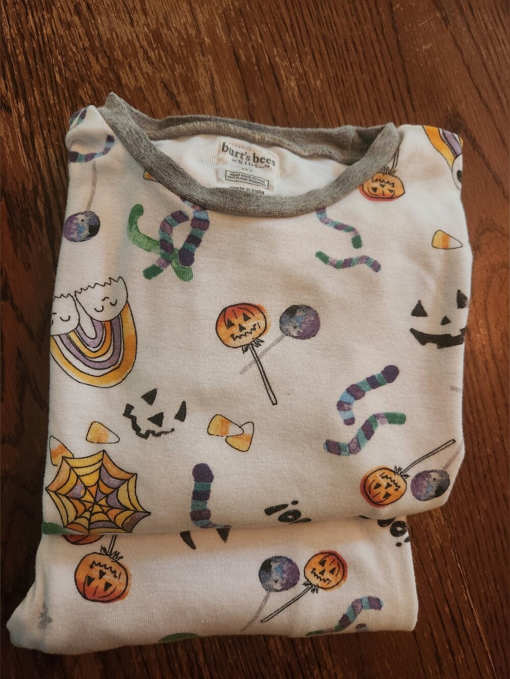 Burt's Bees Baby White Halloween Pumpkin & Candy Cotton Pajama Set